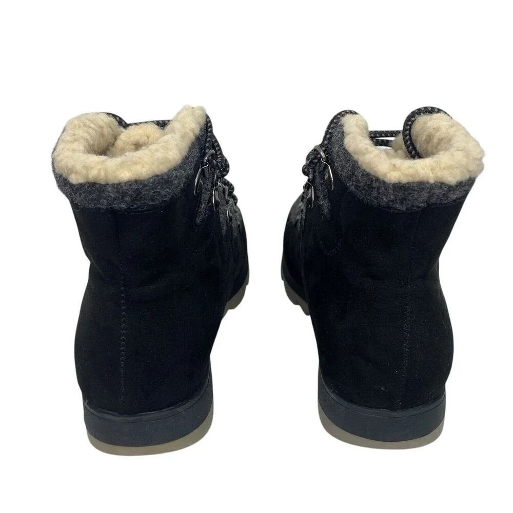 Sonoma Womens Size 8 Orpington Black Faux Suede Sherpa Hiking Boots Lug Sole